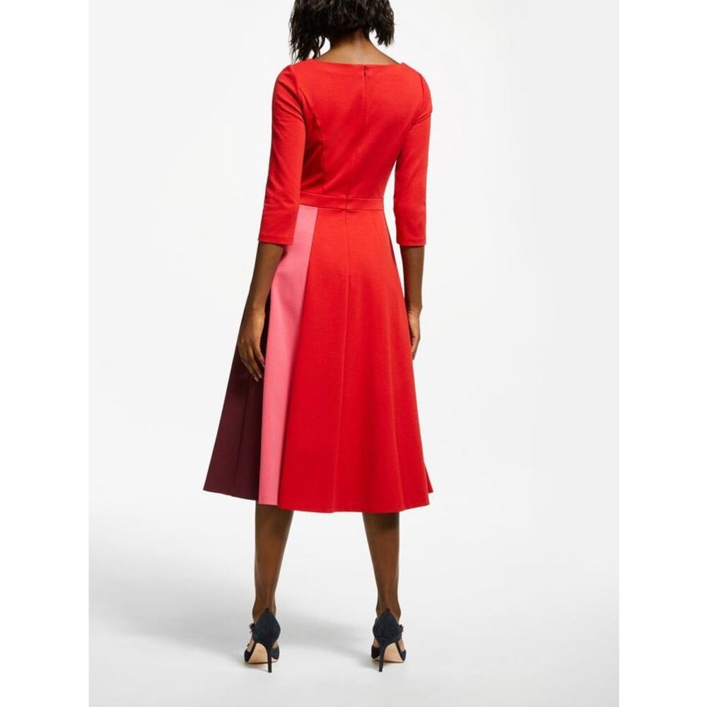 Boden Claudia Ponte Dress, Poinsettia red purple pink sz 14 midi - Picture 2 of 11